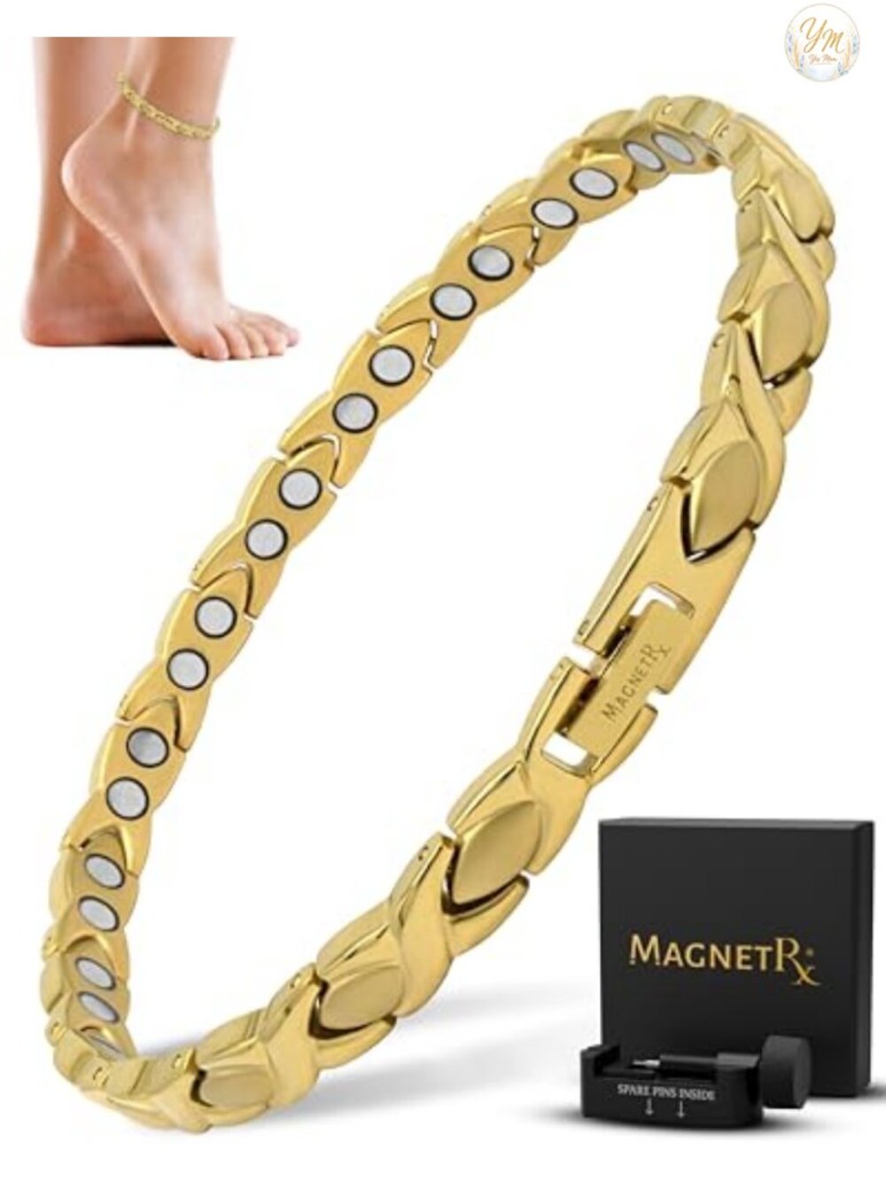 Magnetic Ankle Bracelet for Women - 34 Rare Earth Magnets Titanium Anklet -